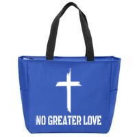 Easter Cross No Greater Love Distressed Cross Easter Sunday Gift Zip Tote Bag