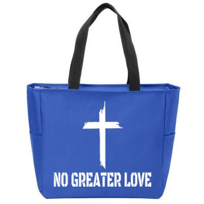 Easter Cross No Greater Love Distressed Cross Easter Sunday Gift Zip Tote Bag