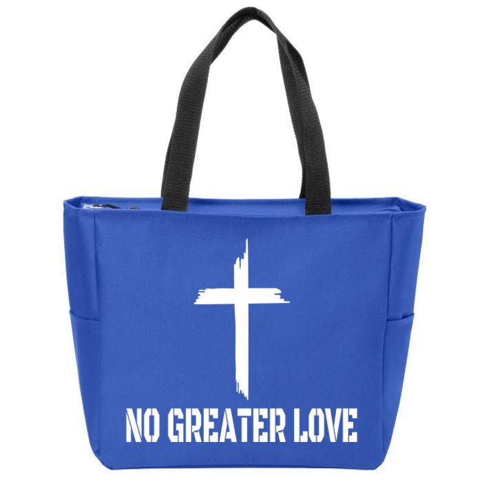 Easter Cross No Greater Love Distressed Cross Easter Sunday Gift Zip Tote Bag