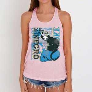 El Cato Negro Cat Skull Women's Knotted Racerback Tank