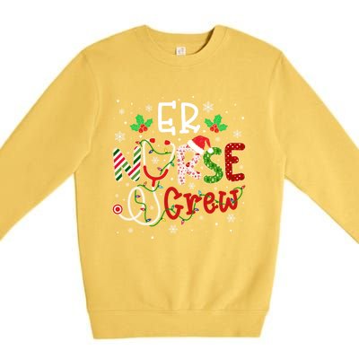 Er Christmas Nurse Crew Funny Nursing Christmas Pattern Gift Premium Crewneck Sweatshirt