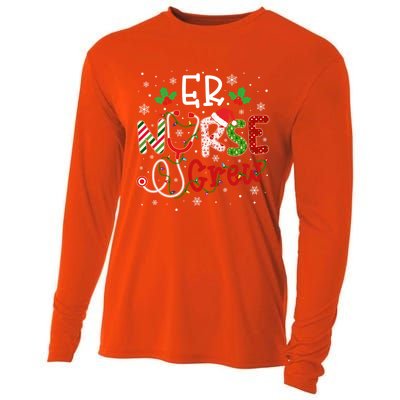 Er Christmas Nurse Crew Funny Nursing Christmas Pattern Gift Cooling Performance Long Sleeve Crew