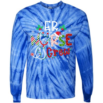 Er Christmas Nurse Crew Funny Nursing Christmas Pattern Gift Tie-Dye Long Sleeve Shirt