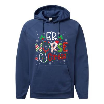 Er Christmas Nurse Crew Funny Nursing Christmas Pattern Gift Performance Fleece Hoodie