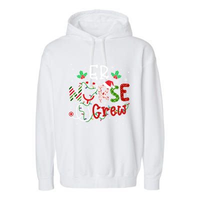 Er Christmas Nurse Crew Funny Nursing Christmas Pattern Gift Garment-Dyed Fleece Hoodie