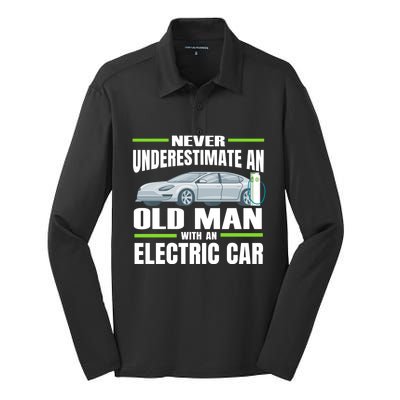 Ev Car Never Underestimate An Old With An Electric Car Cool Gift Silk Touch Performance Long Sleeve Polo