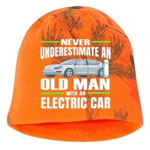 Ev Car Never Underestimate An Old With An Electric Car Cool Gift Kati - Camo Knit Beanie