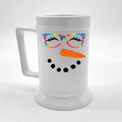 Eyelashes Christmas Outfit Snowman Face Costume Funny Beer Stein