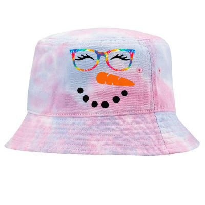 Eyelashes Christmas Outfit Snowman Face Costume Funny Tie-Dyed Bucket Hat