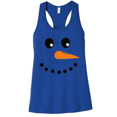 Eyelashes Christmas Outfit Snowman Face Costume Women's Racerback Tank