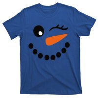 Eyelashes Christmas Outfit Snowman Face Wink Eye Funny T-Shirt