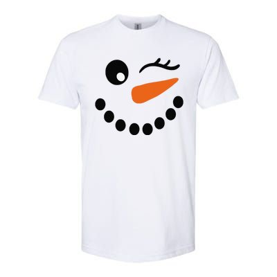 Eyelashes Christmas Outfit Snowman Face Wink Eye Funny Softstyle® CVC T-Shirt