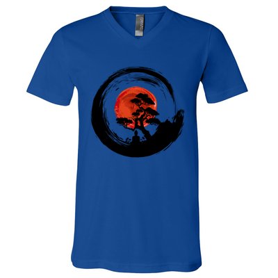 Enso Circle Of Budda And Bonsai Tree Yoga Design Gift V-Neck T-Shirt