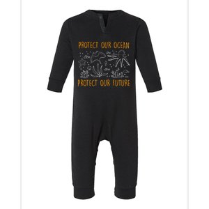 Environtal Care Protect Our Ocean Environtal Love Meaningful Gift Infant Fleece One Piece