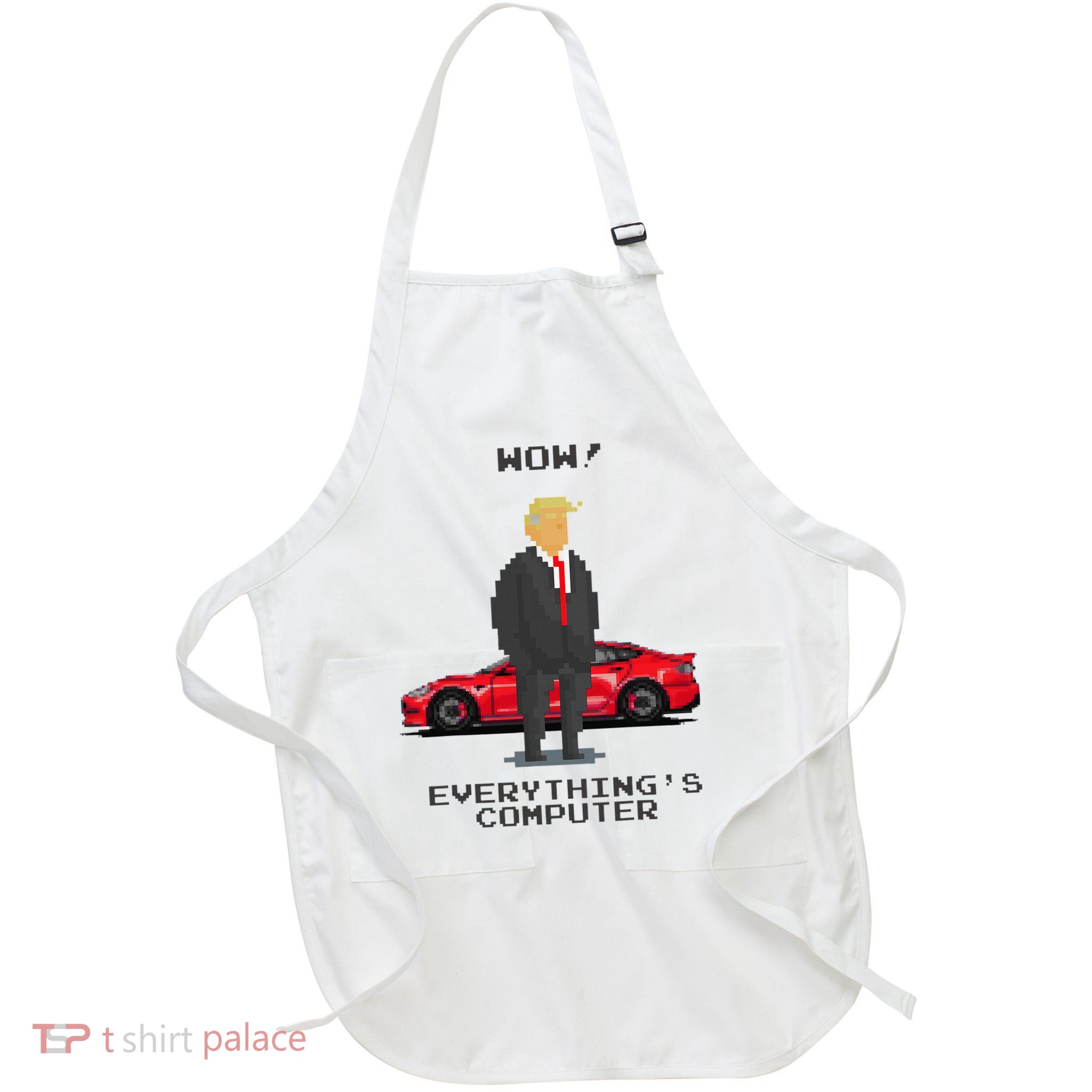 Everything's Computer Pixel Trump Doge Tech Support  Full-Length Apron With Pockets