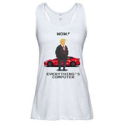 Everything's Computer Pixel Trump Doge Tech Support  Ladies Essential Flowy Tank