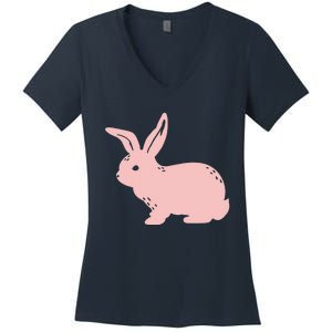 Easter Cute Pink Bunny Women's V-Neck T-Shirt