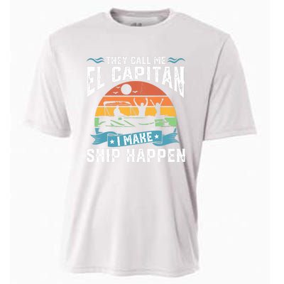 El Capitan Pontoon Captain I Make Ship Happen Boating Gift Cooling Performance Crew T-Shirt