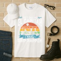 El Capitan Pontoon Captain I Make Ship Happen Boating Gift Tall T-Shirt