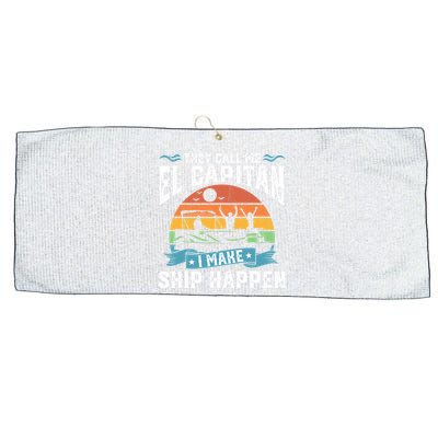 El Capitan Pontoon Captain I Make Ship Happen Boating Gift Large Microfiber Waffle Golf Towel