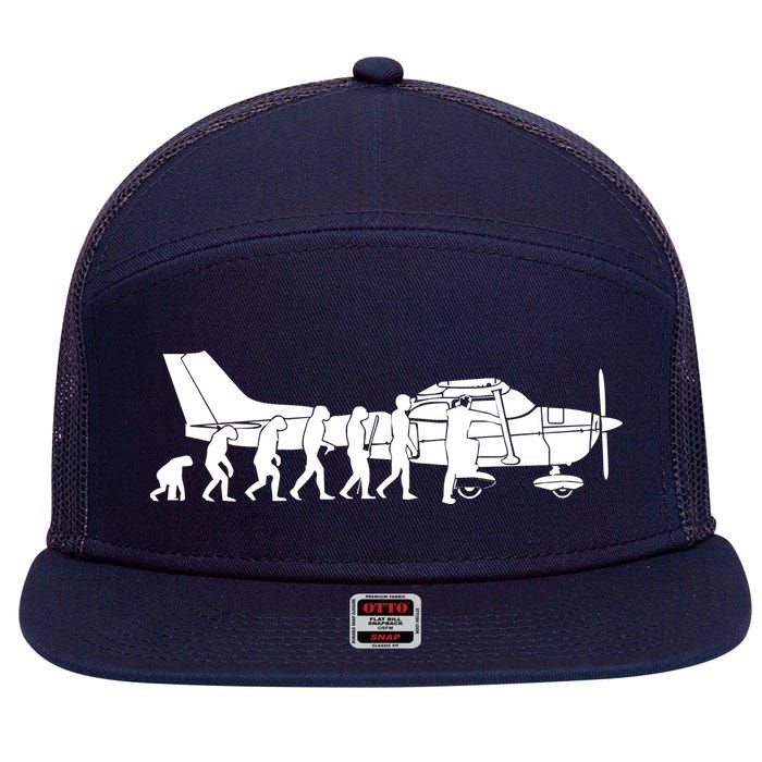 Evolution Cessna Pilot Flugzeug Fun Art Air Fly Airplane Aircraft Flug 7 Panel Mesh Trucker Snapback Hat