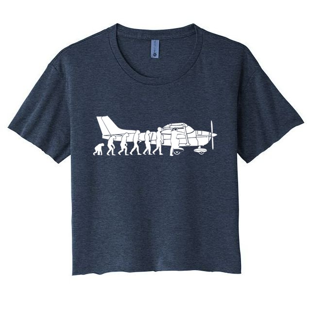 Evolution Cessna Pilot Flugzeug Fun Art Air Fly Airplane Aircraft Flug Crop Top