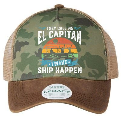 El Capitan Pontoon Captain I Make Ship Happen Boating Gift Legacy Tie Dye Trucker Hat