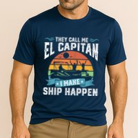 El Capitan Pontoon Captain I Make Ship Happen Boating Gift Cooling Performance Crew T-Shirt