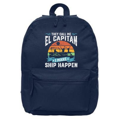 El Capitan Pontoon Captain I Make Ship Happen Boating Gift 16 in Basic Backpack