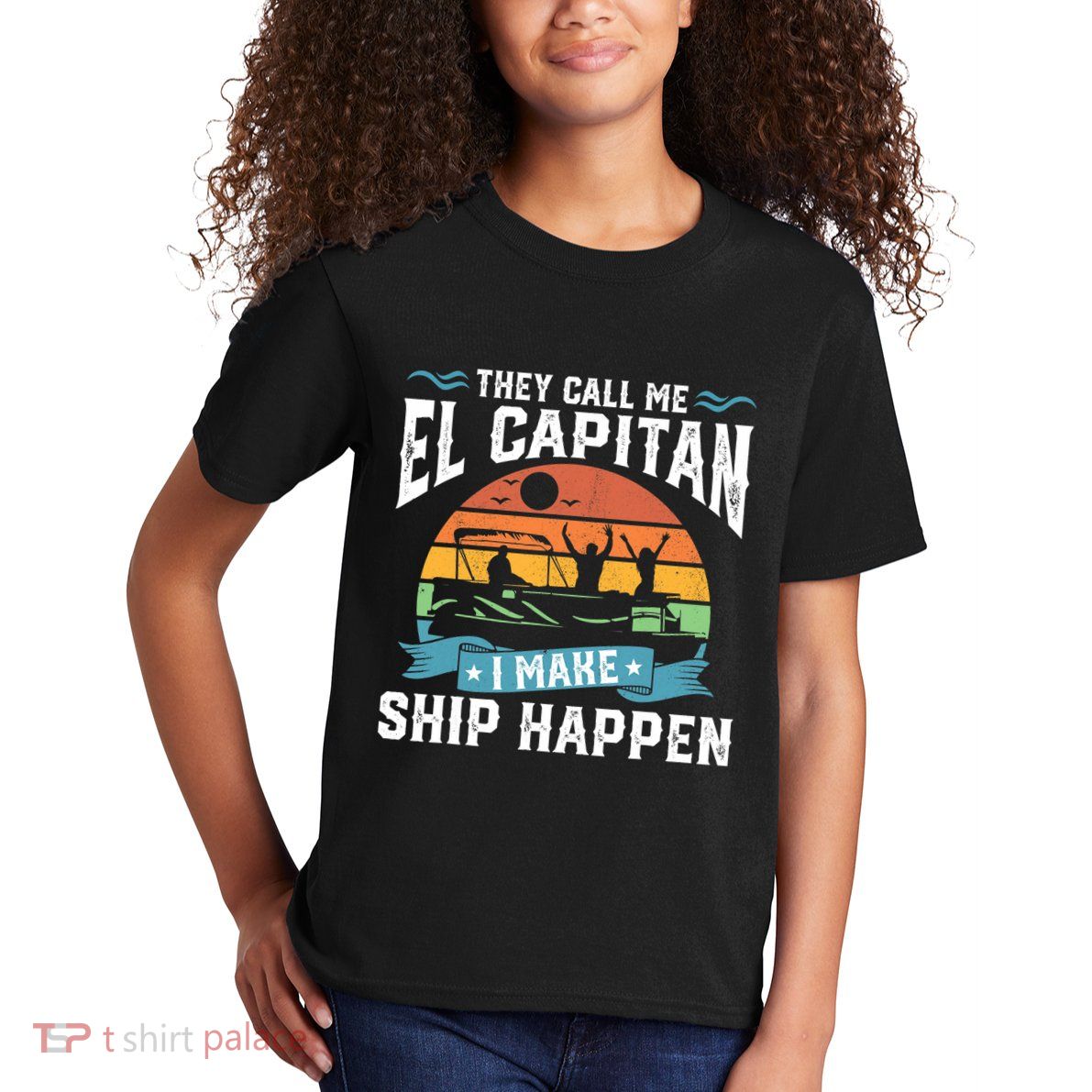 El Capitan Pontoon Captain I Make Ship Happen Boating Gift Kids T-Shirt