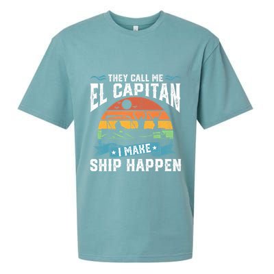 El Capitan Pontoon Captain I Make Ship Happen Boating Gift Sueded Cloud Jersey T-Shirt