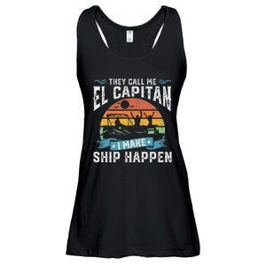 El Capitan Pontoon Captain I Make Ship Happen Boating Ladies Essential Flowy Tank