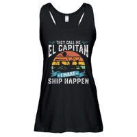 El Capitan Pontoon Captain I Make Ship Happen Boating Ladies Essential Flowy Tank