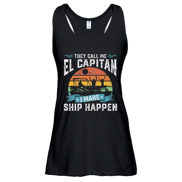 El Capitan Pontoon Captain I Make Ship Happen Boating Ladies Essential Flowy Tank