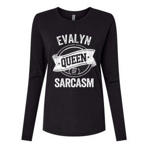 Evalyn Cute Queen Of Sarcasm Evalyn Name Womens Cotton Relaxed Long Sleeve T-Shirt