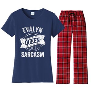 Evalyn Cute Queen Of Sarcasm Evalyn Name Women's Flannel Pajama Set