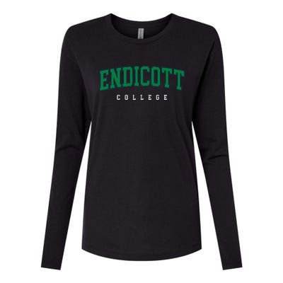 Endicott College Retro Womens Cotton Relaxed Long Sleeve T-Shirt