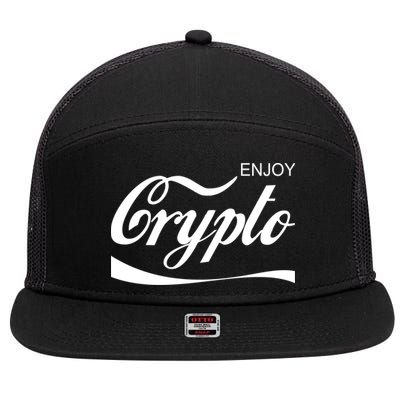 Enjoy Crypto Retro Cryptocurrency Bitcoin 7 Panel Mesh Trucker Snapback Hat