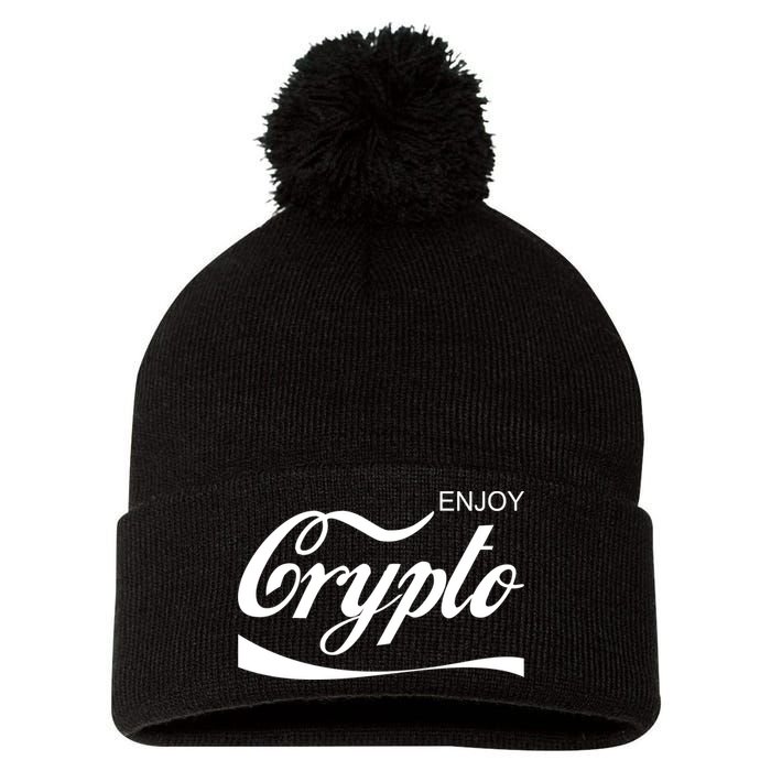 Enjoy Crypto Retro Cryptocurrency Bitcoin Pom Pom 12in Knit Beanie