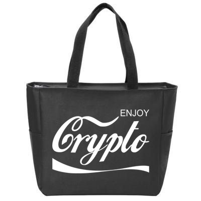 Enjoy Crypto Retro Cryptocurrency Bitcoin Zip Tote Bag