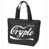 Enjoy Crypto Retro Cryptocurrency Bitcoin Zip Tote Bag