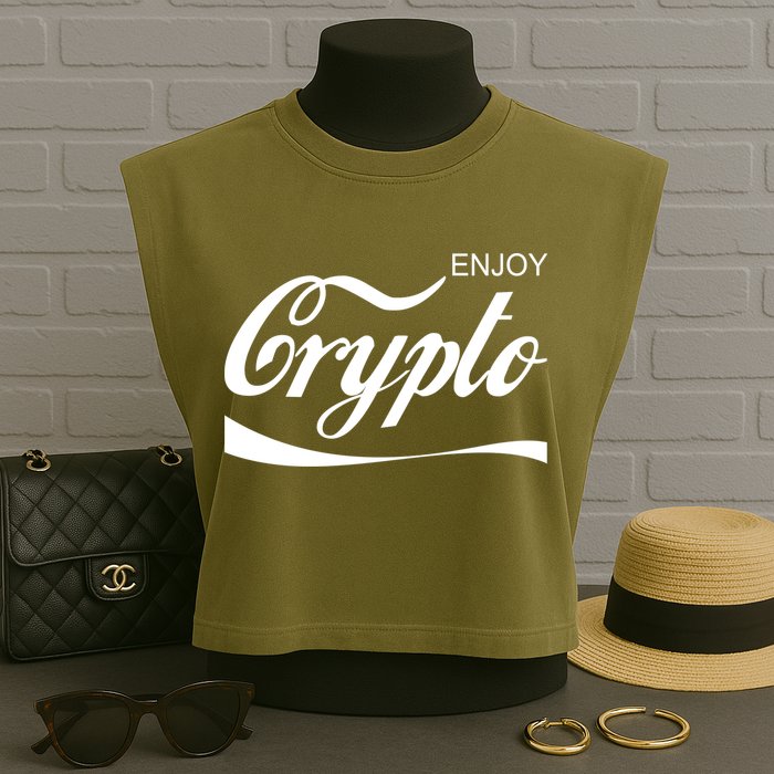 Enjoy Crypto Retro Cryptocurrency Bitcoin Garment-Dyed Women's Muscle Tee