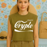 Enjoy Crypto Retro Cryptocurrency Bitcoin Garment-Dyed Women's Muscle Tee