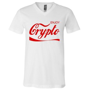 Enjoy Crypto Retro Cryptocurrency Bitcoin V-Neck T-Shirt