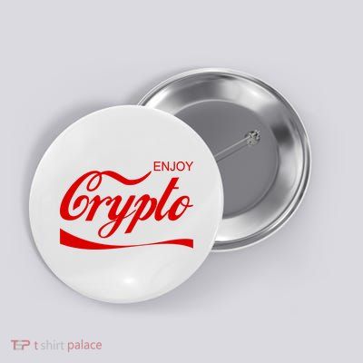 Enjoy Crypto Retro Cryptocurrency Bitcoin Button