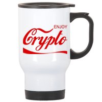 Enjoy Crypto Retro Cryptocurrency Bitcoin Stainless Steel Travel Mug