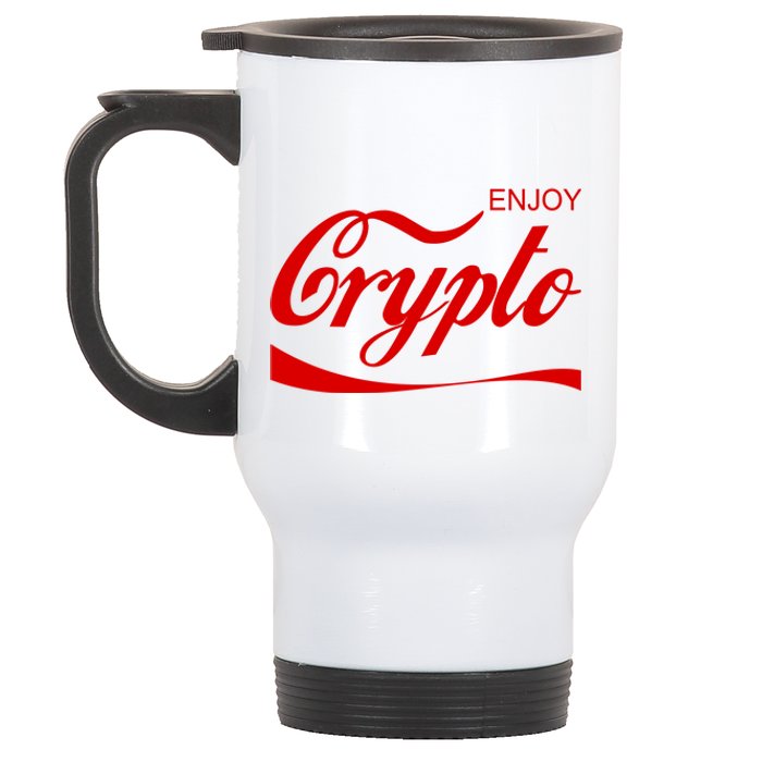 Enjoy Crypto Retro Cryptocurrency Bitcoin Stainless Steel Travel Mug