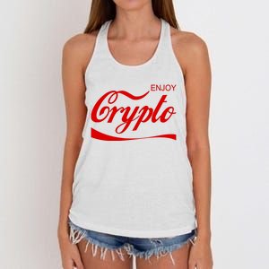 Enjoy Crypto Retro Cryptocurrency Bitcoin Women's Knotted Racerback Tank