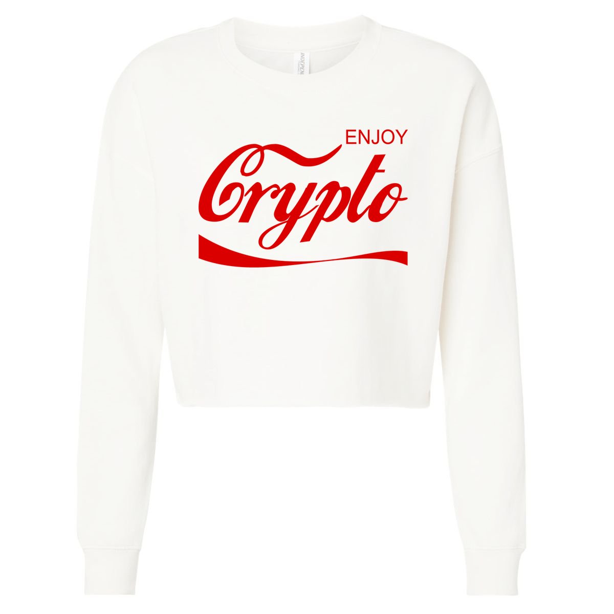 Enjoy Crypto Retro Cryptocurrency Bitcoin Cropped Pullover Crew