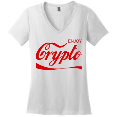 Enjoy Crypto Retro Cryptocurrency Bitcoin Women's V-Neck T-Shirt